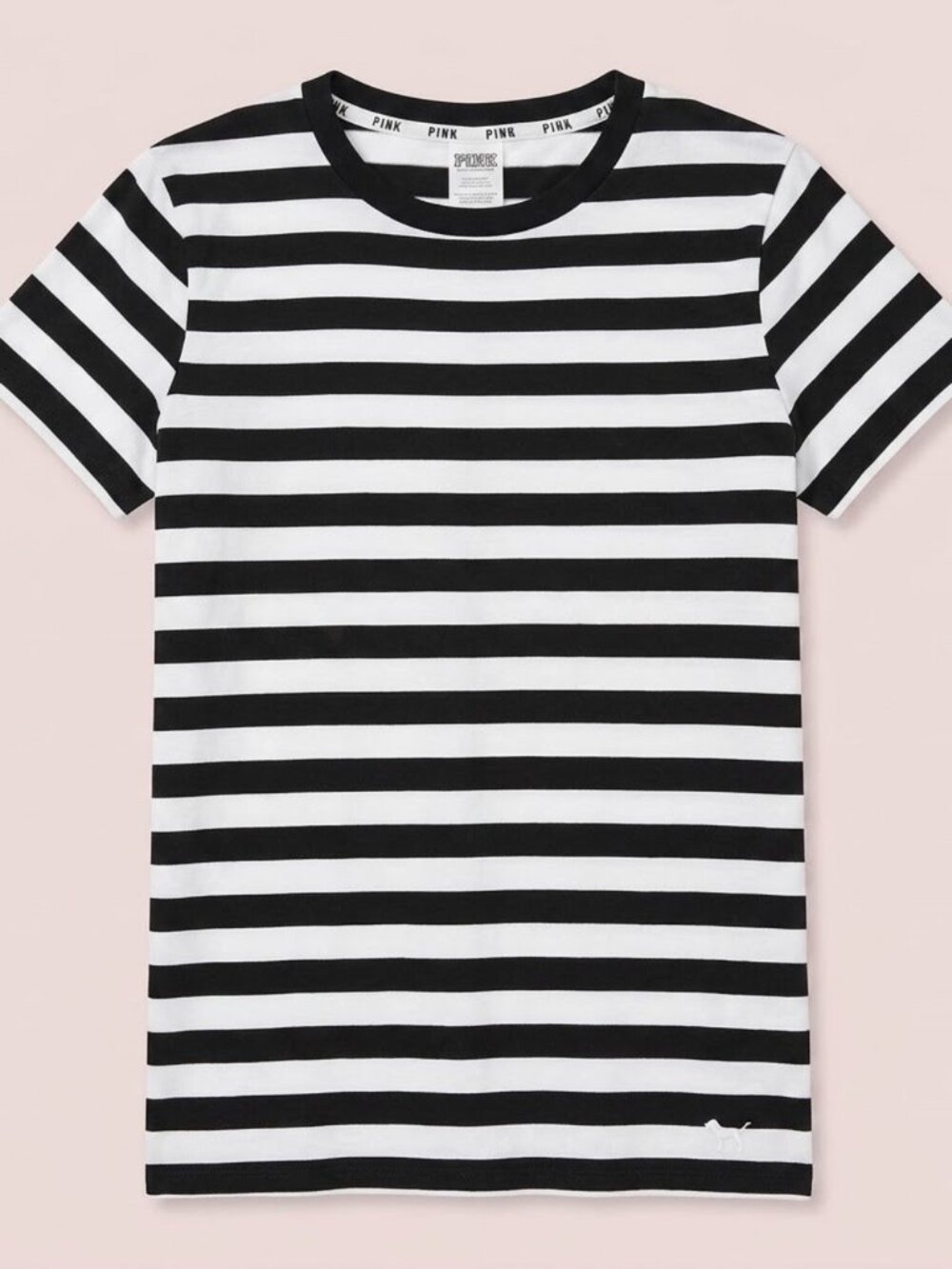 PINK by Victoria's Secret Black & White Striped Short Sleeve T-Shirt